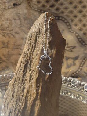 30mm Sterling Silver Heart Charm on a Fine 18-inch Chain Sterling Necklace